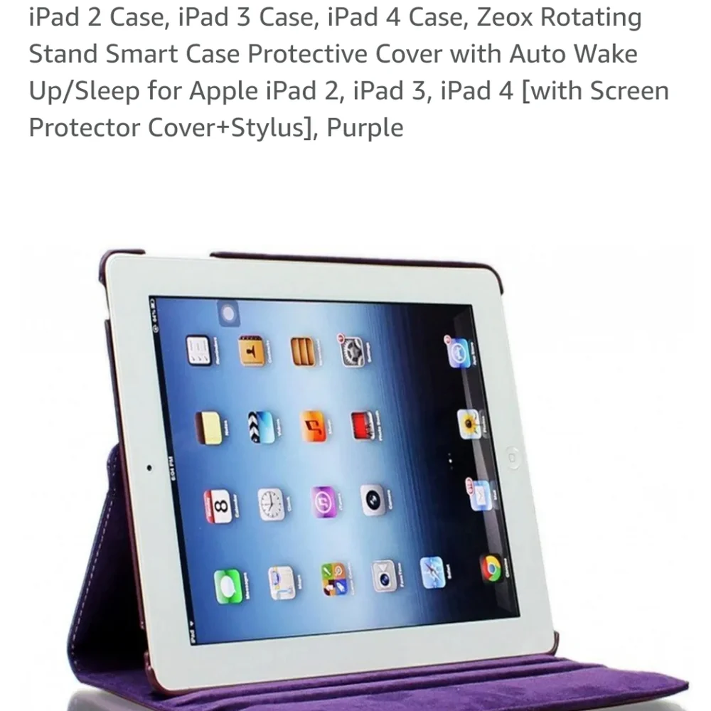 iPad Case with Rotating Stand + Stylus (iPad not included)